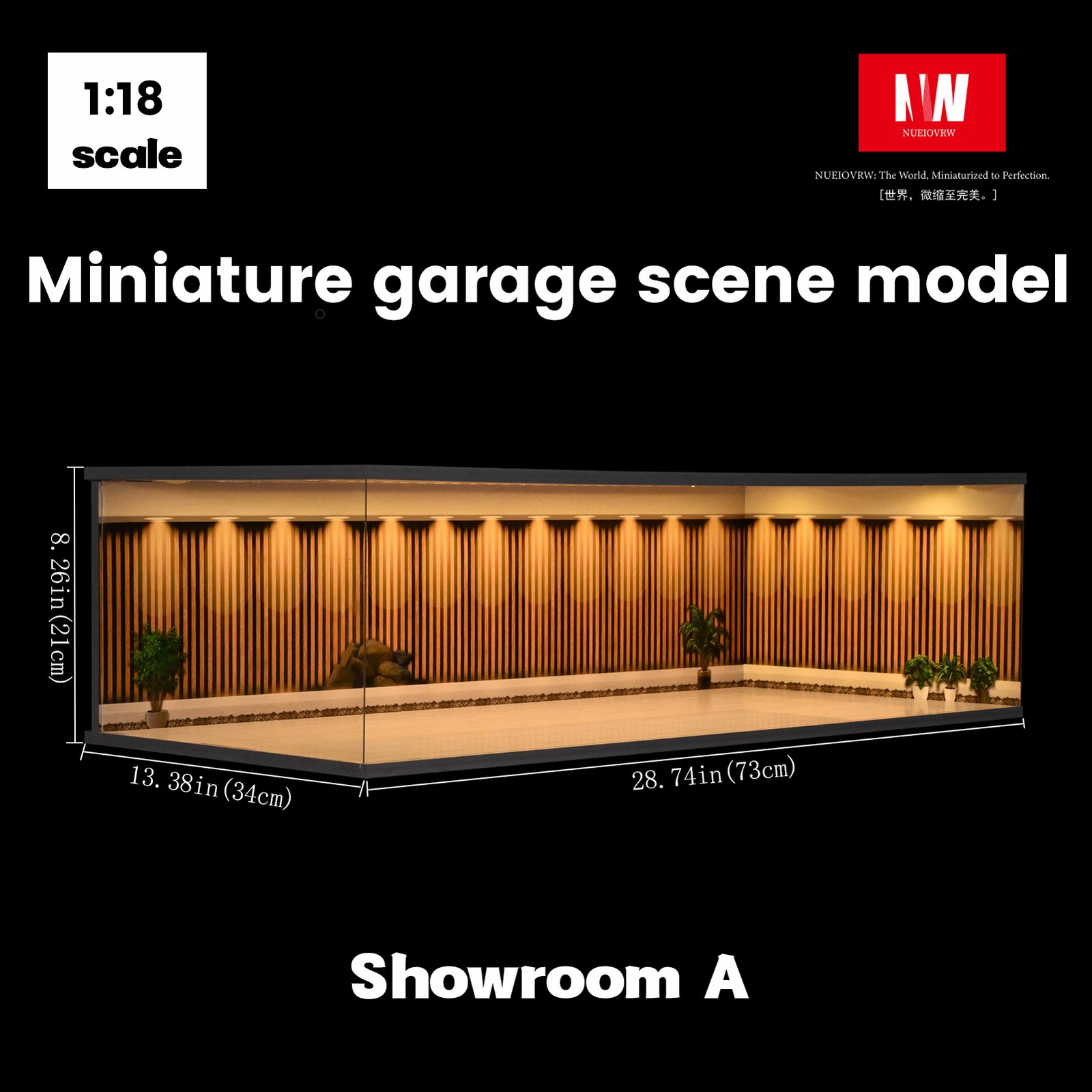 Diorama 1/18 Die-Cast Car Garage Model City LED Street Building Display Case US