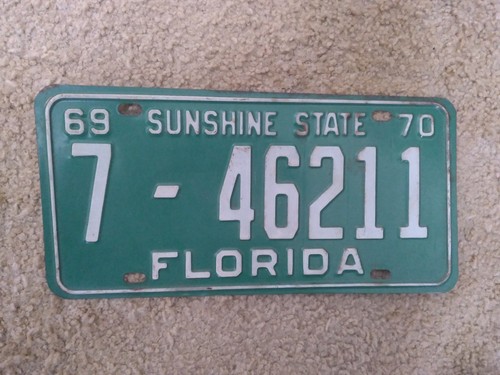 Vintage 1969-1970 Florida License Plate Sunshine State 7 - 46211 Orange County