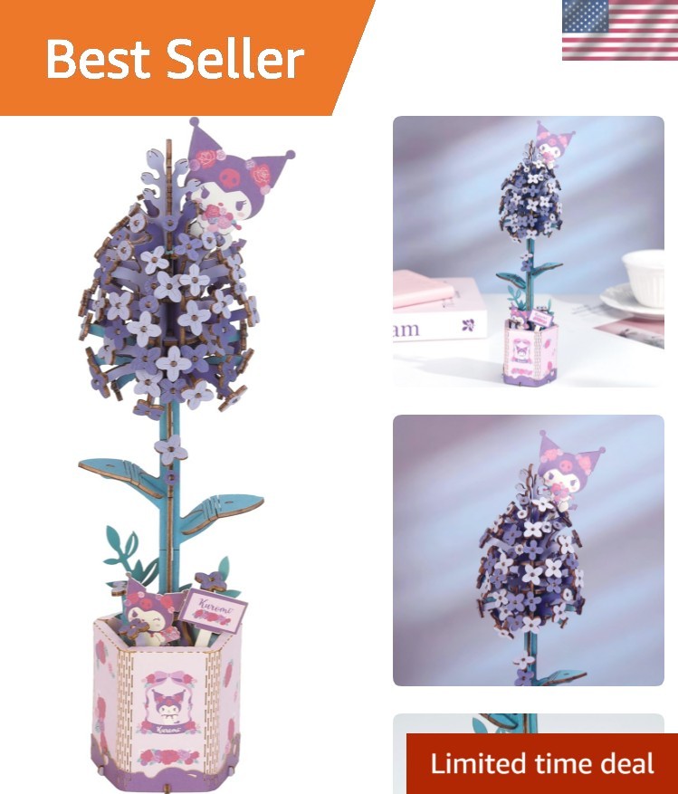Lilac Hello Kitty and Friends Kuromi 3D Wooden Puzzle Kit | DIY