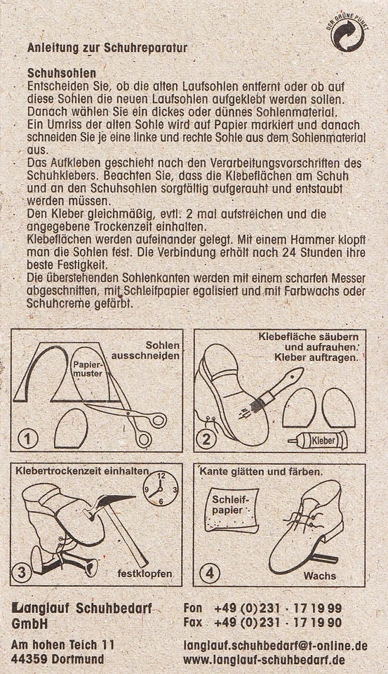 Sohlengummi Speck 1,8 mm schwarz & 1 Tube Kövulfix 120gr für 1 Paar Halbsohlen - Bild 2 von 4