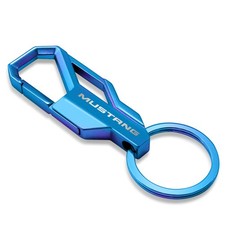 Ford Mustang Blue Carabiner-style Snap Hook Metal Key Chain