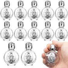 12 Pcs Glass Holy Water Bottles 0.5 Fl oz Embossed Glass Travel Empty Bottles...