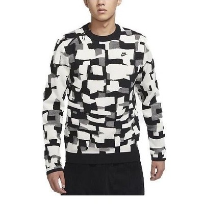 Nike Sportswear Tech Pack Sweater Black White Geometric DD6627-010 Mens Size S