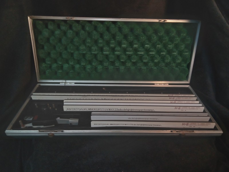 Vintage K&E Printing Set-Drafting Tool with Case and 8 Stencils