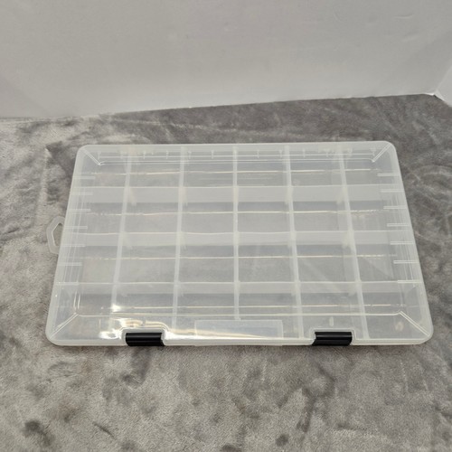 Clear Plastic 24 Compartment Organizer Box Small Parts Storage Case with Ruler