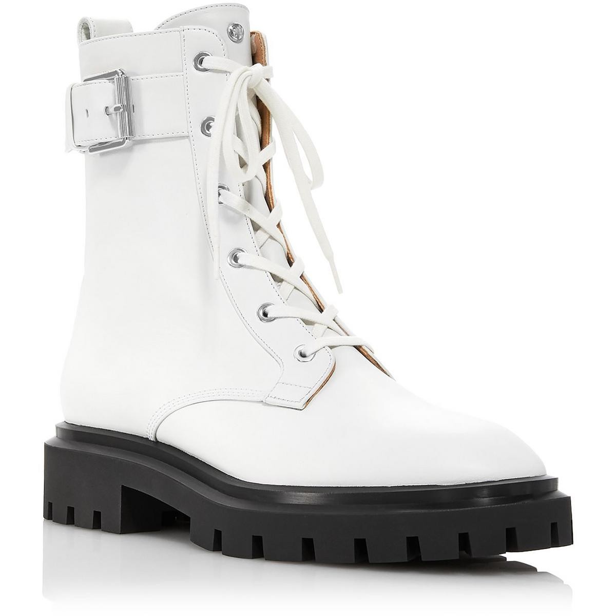 Женские ультрабелые ботинки Stuart Weitzman в армейском стиле на шнуровке 10 Medium BM 0526 16690₽