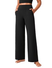 CRZ YOGA Womens Butterlift High Waisted Wide Leg Pants with Small, Black 