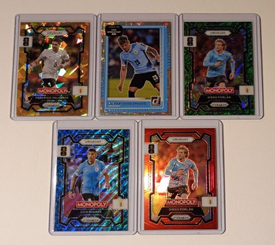 2026 PANINI PRIZM MONOPOLY WORLD CUP URUGUAY 5 CARD LOT RED BLUE GOLD CRACKED