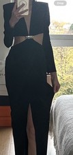 Black Evening Gown Xs Mugler &  Balmain style- sharp shoulders 