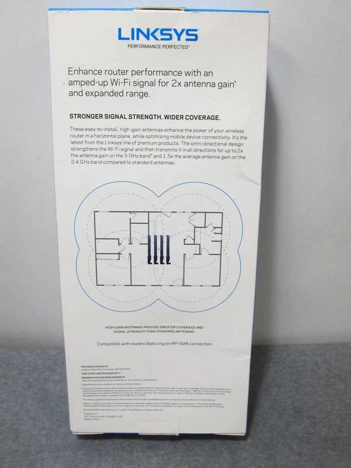 Linksys WRT004ANT Omni Directional Dual-Band 4-Pack High Gain Antenna OPEN BOX - Image 3 of 4