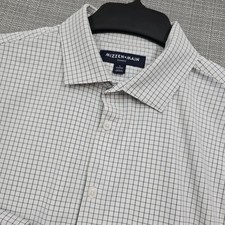 Mizzen Main Leeward Shirt Mens Large Classic Fit White Check Stretch Long Sleeve