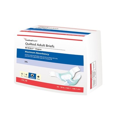 Covidien Wings 67093 Super Quilted Adult Briefs Disposable Heavy Diapers XXL 48