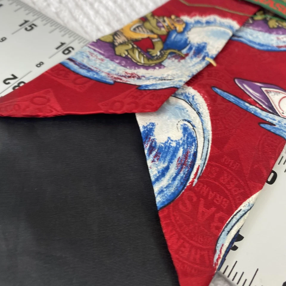Corbata Tabasco Para Hombre Talla Única Roja Seda Surf Caimán Novedad Hecha en EE. UU. Foto 3 de 4