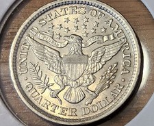 1893 Barber Quarter 25c High Grade  / Uncirculated / luster on reverse