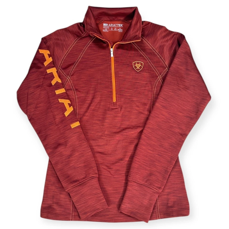 Ariat Women's Tek Team 1/2 Zip Pullover Athletic Top Red Orange - Image 4 of 4