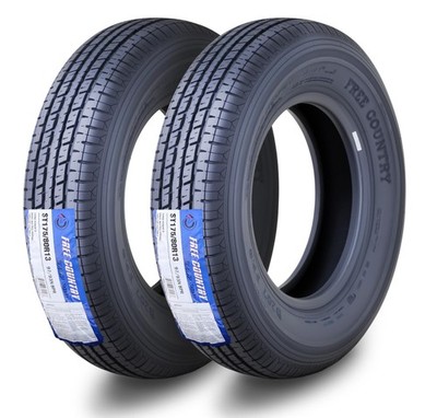 Set 2 Trailer Tires ST175/80R13 FREE COUNTRY Premium 8 Ply LR D w/Scuff Guard