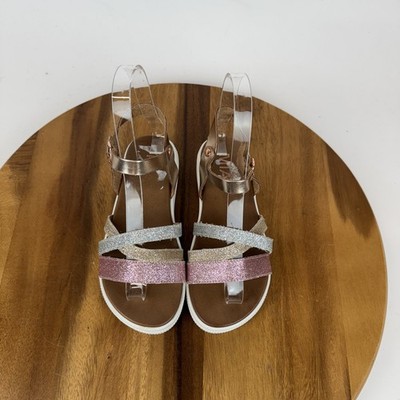 New Little Kids Mia Moriah Sparkly Metallic Strappy Platform Sandals Size 1 Y