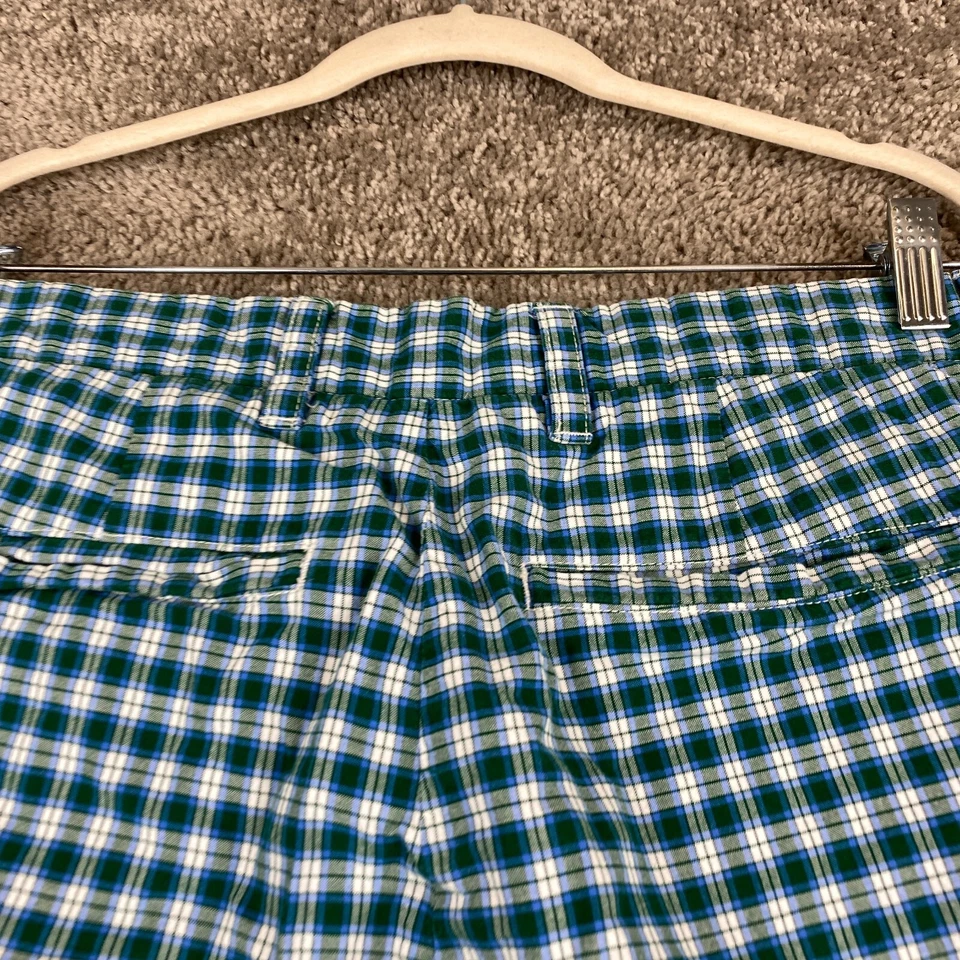 Stafford Prep Chino Shorts Men's Waist 34 Blue Green Multi Plaid Flat Front - Image 4 of 4