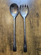Vintage EALES 1779 Italy Silverplate Salad Serving Fork And Spoon Italy 9-1/2"