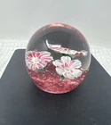 MURANO PINK/WHITE TRUMPET FLOWER PAPERWEIGHT Fratelli Toso Art Glass Bullicante