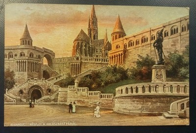 1910s Part Of Fisherman's Bastion Budapest Hungary Castle Tuck Oilette Postcard