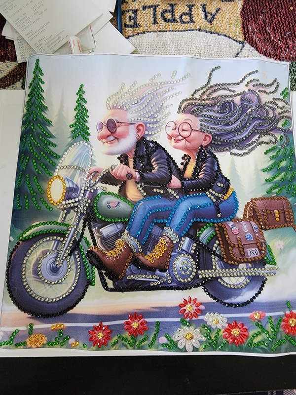 Motorcycles Diamond Painting Kit Couple on Motorcycle Rhinestone Canvas Craft