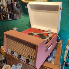Dansette Vintage *Working 1950s 1960s Mid Century Original Record Player Pink