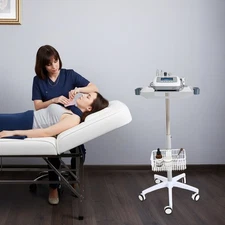 Mobile Rolling Cart Medical Trolley White for Ultrasound Imaging Scanner Cart US