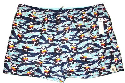 No Boundaries Pandas with Squirt Guns Men's Lined Swim Shorts, Size 3XL, New
