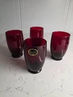 Vintage Anchor Hocking RUBY RED Tumblers  SET OF 4 * 12 OUNCE