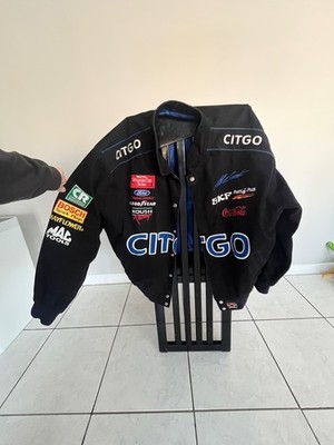 Vintage CITGO Racing Jacket Mens Medium Black Snap 90s NASCAR Jeff