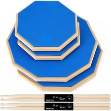 8 Pieces Drum Practice Pad and Sticks Set 12 Inch, 8 Inch Double Sided Silent...