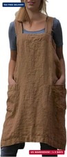 Schine Women's Cotton Cross Back Pinafore with Big Pockets Practical Aprons for