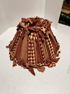 Lamp Shade 11 inch Rag Tied Shabby Chic Primitive Decor Ring Clip Style