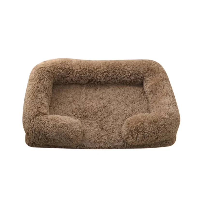 Square Pet Cushion Bed Thick Plush Sofa Style Mat for Indoor Cats and Dogs - ...