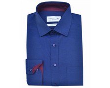 Double Two Men's Classic Fit Long Sleeve Pure Cotton Formal Shirt 18.5 to 23