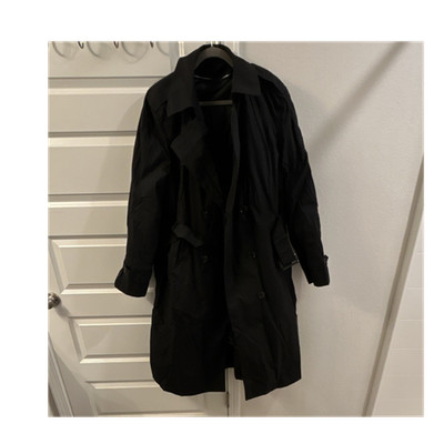 Defense Logistics Agency Men's 42L Black Belted Button Trench Coat with Pockets