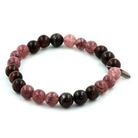 Steine Und Mineralien. Armband Perlen Roter Tigerauge + Lepidolith 8 Mm. Fab