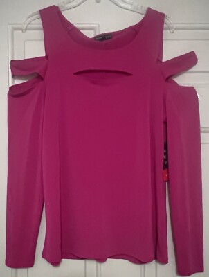 Bold Elements Cut-Out Round Neck Top, Women's Size XL, Fun Fuchsia NWT MSRP $37