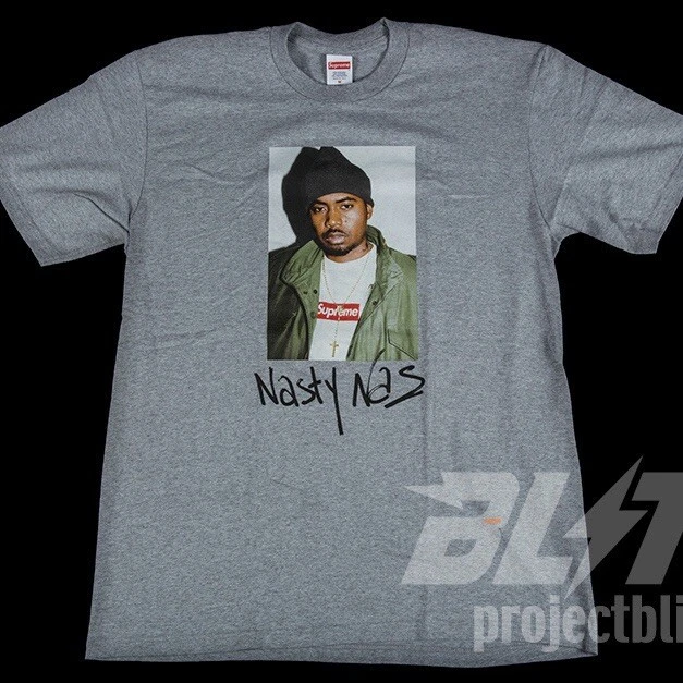 TEE SHIRT FW17 SUPREME NAS GRIS BRUYÈRE M MEDIUM 2017