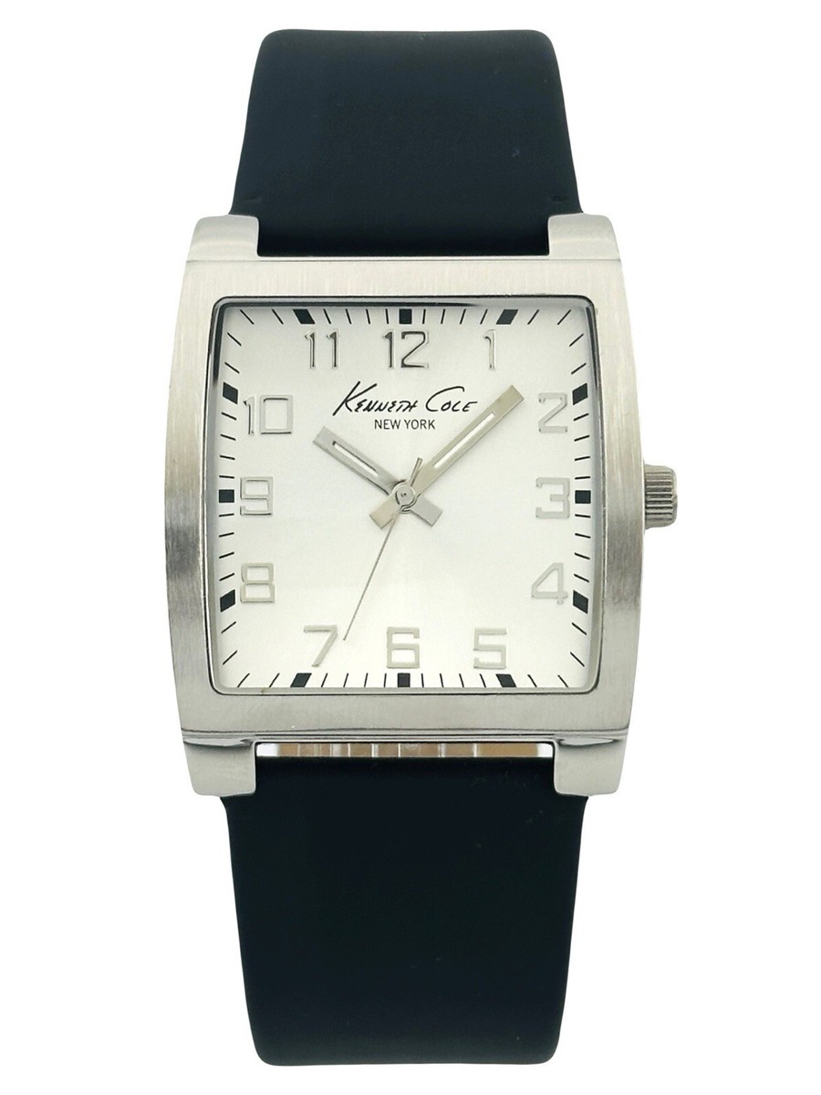 Kenneth Cole Men's KC5145 Black Leather Strap Big number Silver