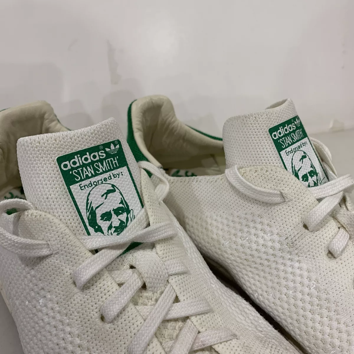 Adidas originals white and clearance green stan smith trainers