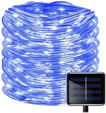 Solar Powered Rope Fairy String Lights Waterproof Outdoor Garden Pool Decoration