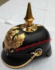 Casque Fr d'officier impérial WW1 WW2, casque Pickelhaube en cuir prussien...