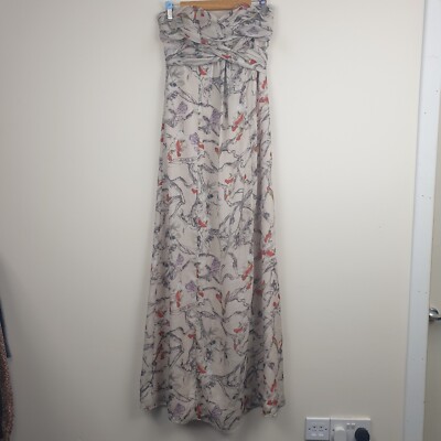 Ted Baker Kleid Damen Größe 2 UK 10 Elfenbein Trägerlos Maxi Blumen Fee Abend