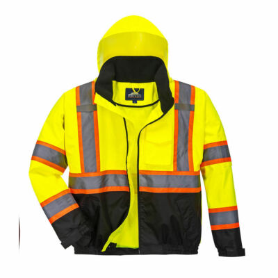 Portwest US368 Hi Vis Contrast Tape Reflective Safety Work Bomber Jacket  ANSI