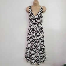 Nine West Midi Dress Abstract Zebra Print Linen Blend Tank Belt