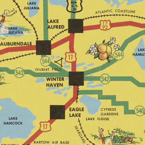 Imperial Polk County Central Florida Map circa 1950's Lakeland, Davenport, etc. - Picture 7 of 12