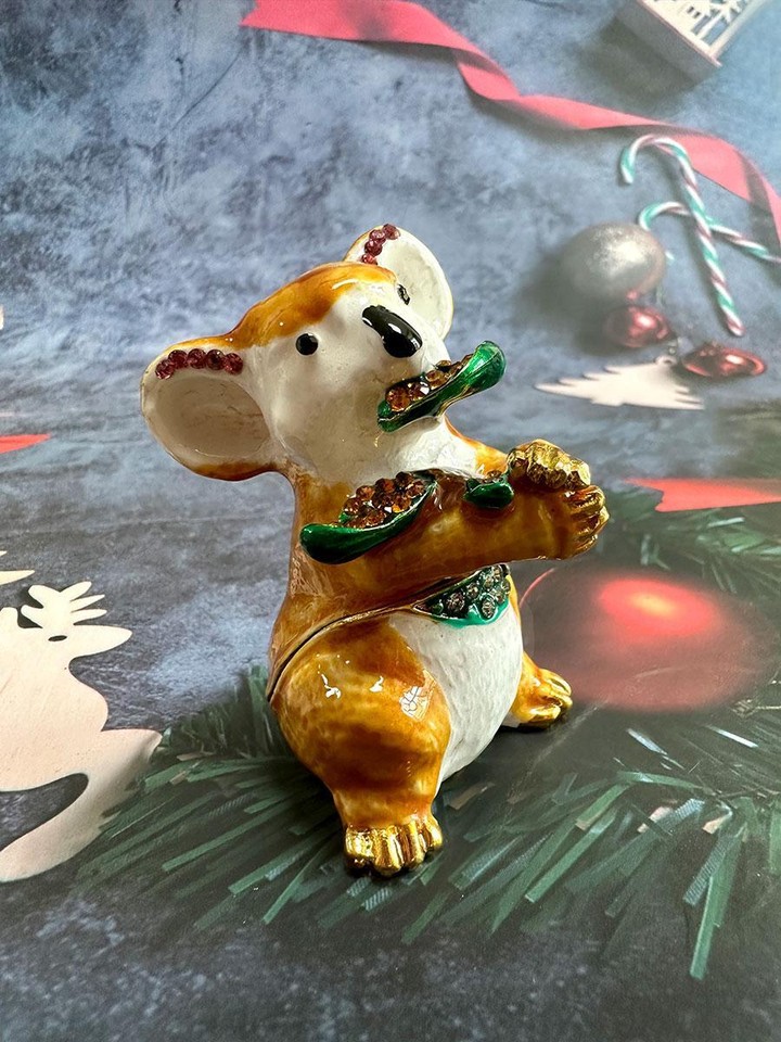 Jewelry Box Metal Multicolor Koala Small Modern Carved Enameled Gift