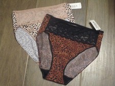 2 SOMA VANISHING EDGE HIGH LEG W/ LACE PANTIES IN WILD/ANIMAL BLACK SIZE SMALL